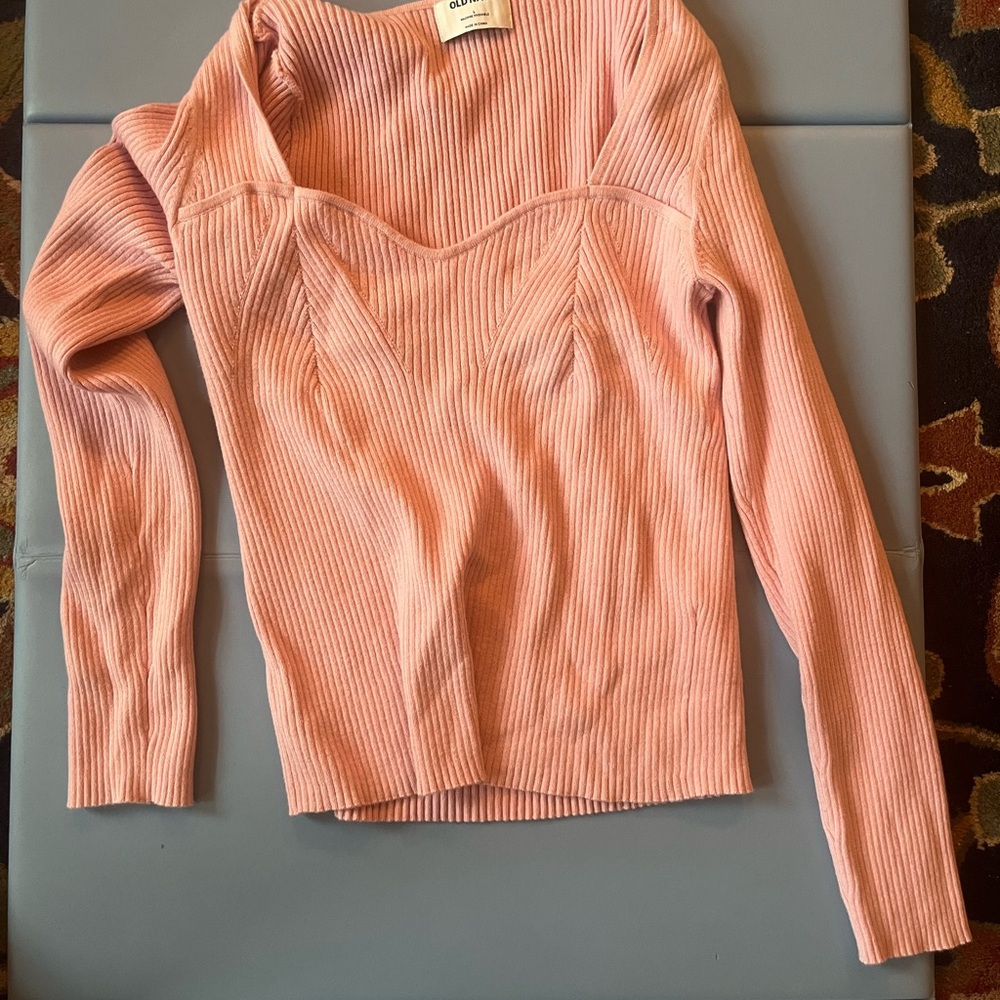 Pink Ribbed Long Sleeve Top
